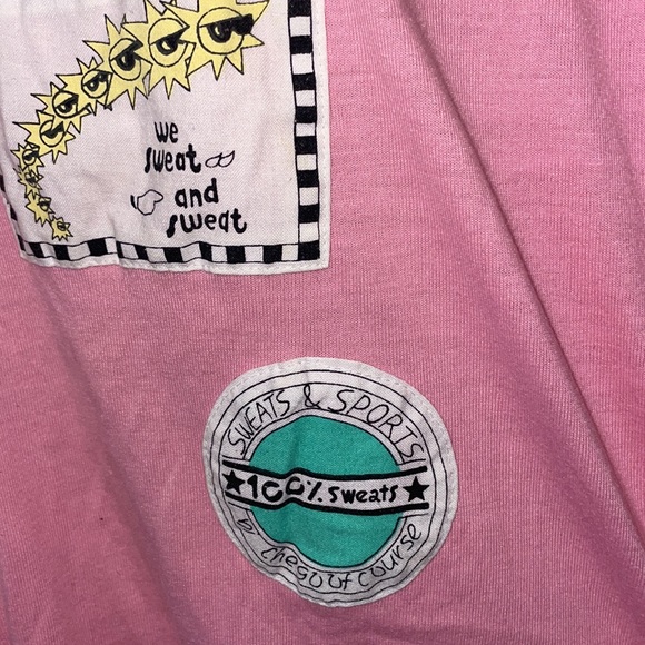 Vintage pink blue orange colorblock patches SWEATS DD workout shirt Large - Picture 5 of 9